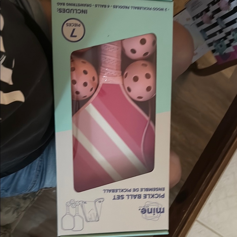 Mine Pink Striped Pickle Ball Set